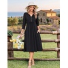 Zeagoo Womens Dresses 3/4 Sleeve Casual Fall A Line Midi Dress with Pockets(Black)