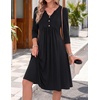 Zeagoo Womens Dresses 3/4 Sleeve Casual Fall A Line Midi Dress with Pockets(Black)