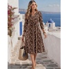 Zeagoo Womens Dresses 3/4 Sleeve Casual Fall A Line Midi Dress with Pockets(Brown Floral)