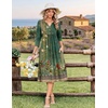 Zeagoo Womens Dresses 3/4 Sleeve Casual Fall A Line Midi Dress with Pockets(Ethnic Print 02)