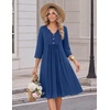 Zeagoo Womens Dresses 3/4 Sleeve Casual Fall A Line Midi Dress with Pockets(Navy Blue 01)
