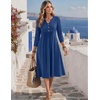 Zeagoo Womens Dresses 3/4 Sleeve Casual Fall A Line Midi Dress with Pockets(Navy Blue 01)