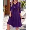 Zeagoo Womens Dresses 3/4 Sleeve Casual Fall A Line Midi Dress with Pockets(Purple)