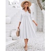 Zeagoo Womens Dresses 3/4 Sleeve Casual Fall A Line Midi Dress with Pockets(White)