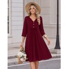 Zeagoo Womens Dresses 3/4 Sleeve Casual Fall A Line Midi Dress with Pockets(Wine Red)