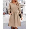 Zeagoo Women’s Fall Sweater Dresses with Pockets Crew Neck Long Sleeve A-Line Dresses for Women 2025 Casual Winter Dresses(Beige)