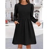 Zeagoo Women’s Fall Sweater Dresses with Pockets Crew Neck Long Sleeve A-Line Dresses for Women 2025 Casual Winter Dresses(Black)