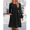 Zeagoo Women’s Fall Sweater Dresses with Pockets Crew Neck Long Sleeve A-Line Dresses for Women 2025 Casual Winter Dresses(Black)