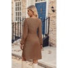Zeagoo Women’s Fall Sweater Dresses with Pockets Crew Neck Long Sleeve A-Line Dresses for Women 2025 Casual Winter Dresses(Brown)