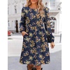 Zeagoo Women’s Fall Sweater Dresses with Pockets Crew Neck Long Sleeve A-Line Dresses for Women 2025 Casual Winter Dresses(Floral Blue)
