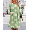 Zeagoo Women’s Fall Sweater Dresses with Pockets Crew Neck Long Sleeve A-Line Dresses for Women 2025 Casual Winter Dresses(Floral Green)