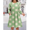 Zeagoo Women’s Fall Sweater Dresses with Pockets Crew Neck Long Sleeve A-Line Dresses for Women 2025 Casual Winter Dresses(Floral Green)