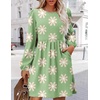 Zeagoo Women’s Fall Sweater Dresses with Pockets Crew Neck Long Sleeve A-Line Dresses for Women 2025 Casual Winter Dresses(Floral Green)