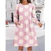 Zeagoo Women’s Fall Sweater Dresses with Pockets Crew Neck Long Sleeve A-Line Dresses for Women 2025 Casual Winter Dresses(Floral Pink)