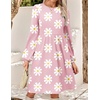 Zeagoo Women’s Fall Sweater Dresses with Pockets Crew Neck Long Sleeve A-Line Dresses for Women 2025 Casual Winter Dresses(Floral Pink)