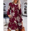 Zeagoo Women’s Fall Sweater Dresses with Pockets Crew Neck Long Sleeve A-Line Dresses for Women 2025 Casual Winter Dresses(Floral Red)