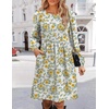 Zeagoo Women’s Fall Sweater Dresses with Pockets Crew Neck Long Sleeve A-Line Dresses for Women 2025 Casual Winter Dresses(Floral White)