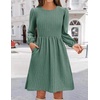 Zeagoo Women’s Fall Sweater Dresses with Pockets Crew Neck Long Sleeve A-Line Dresses for Women 2025 Casual Winter Dresses(Mint Green)