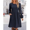 Zeagoo Women’s Fall Sweater Dresses with Pockets Crew Neck Long Sleeve A-Line Dresses for Women 2025 Casual Winter Dresses(Navy Blue)