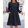 Zeagoo Women’s Fall Sweater Dresses with Pockets Crew Neck Long Sleeve A-Line Dresses for Women 2025 Casual Winter Dresses(Navy Blue)