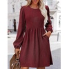 Zeagoo Women’s Fall Sweater Dresses with Pockets Crew Neck Long Sleeve A-Line Dresses for Women 2025 Casual Winter Dresses(Wine Red)