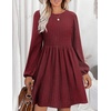 Zeagoo Women’s Fall Sweater Dresses with Pockets Crew Neck Long Sleeve A-Line Dresses for Women 2025 Casual Winter Dresses(Wine Red)
