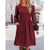 Zeagoo Women’s Fall Sweater Dresses with Pockets Crew Neck Long Sleeve A-Line Dresses for Women 2025 Casual Winter Dresses(Wine Red)