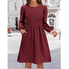 Zeagoo Women’s Fall Sweater Dresses with Pockets Crew Neck Long Sleeve A-Line Dresses for Women 2025 Casual Winter Dresses(Wine Red)