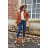 Zeagoo Womens Fashion Cropped Corduroy Shackets Button Down Jackets Tops Fall Trendy Lightweight Long Sleeve Shirts(Caramel)