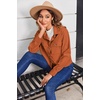 Zeagoo Womens Fashion Cropped Corduroy Shackets Button Down Jackets Tops Fall Trendy Lightweight Long Sleeve Shirts(Caramel)