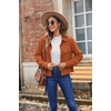 Zeagoo Womens Fashion Cropped Corduroy Shackets Button Down Jackets Tops Fall Trendy Lightweight Long Sleeve Shirts(Caramel)