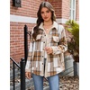 Zeagoo Womens Flannel Jacket Fleece Lined Shacket Fall Outfits Plaid Sherpa(Apricot)