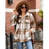 Zeagoo Womens Flannel Jacket Fleece Lined Shacket Fall Outfits Plaid Sherpa(Apricot)