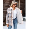 Zeagoo Womens Flannel Jacket Fleece Lined Shacket Fall Outfits Plaid Sherpa(Blue)