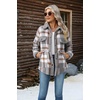 Zeagoo Womens Flannel Jacket Fleece Lined Shacket Fall Outfits Plaid Sherpa(Grey)