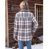 Zeagoo Womens Flannel Jacket Fleece Lined Shacket Fall Outfits Plaid Sherpa(Grey)