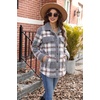 Zeagoo Womens Flannel Jacket Fleece Lined Shacket Fall Outfits Plaid Sherpa(Grey)