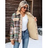 Zeagoo Womens Flannel Jacket Fleece Lined Shacket Fall Outfits Plaid Sherpa(Light Green)