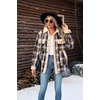 Zeagoo Womens Flannel Jacket Fleece Lined Shacket Fall Outfits Plaid Sherpa(Navy Blue)