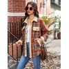Zeagoo Womens Flannel Jacket Fleece Lined Shacket Fall Outfits Plaid Sherpa(Orange)