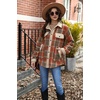 Zeagoo Womens Flannel Jacket Fleece Lined Shacket Fall Outfits Plaid Sherpa(Orange)