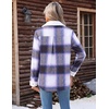 Zeagoo Womens Flannel Jacket Fleece Lined Shacket Fall Outfits Plaid Sherpa(Purple)