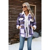 Zeagoo Womens Flannel Jacket Fleece Lined Shacket Fall Outfits Plaid Sherpa(Purple)