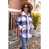 Zeagoo Womens Flannel Jacket Fleece Lined Shacket Fall Outfits Plaid Sherpa(Purple)