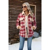Zeagoo Womens Flannel Jacket Fleece Lined Shacket Fall Outfits Plaid Sherpa(Red)