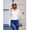 Zeagoo Womens Floral Button Down Shirt Long Sleeve Work Blouse with Pocket(A-white)