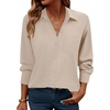 Zeagoo Womens Floral Button Down Shirt Long Sleeve Work Blouse with Pocket(B-beige)