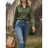 Zeagoo Womens Floral Button Down Shirt Long Sleeve Work Blouse with Pocket(B-green)