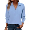 Zeagoo Womens Floral Button Down Shirt Long Sleeve Work Blouse with Pocket(B-light Blue)