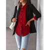 Zeagoo Womens Floral Button Down Shirt Long Sleeve Work Blouse with Pocket(B-red)